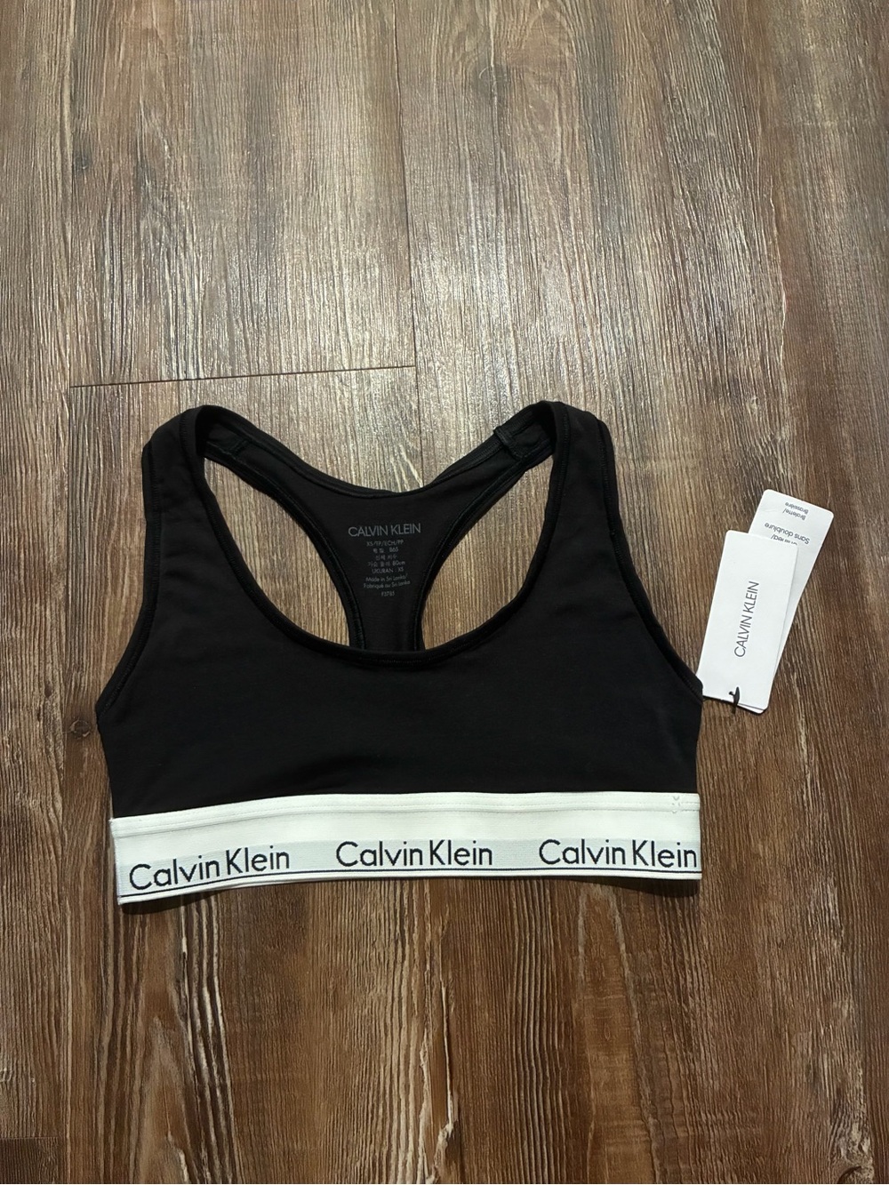 Calvin Klein Black Sports Bralette with White Logo Band
